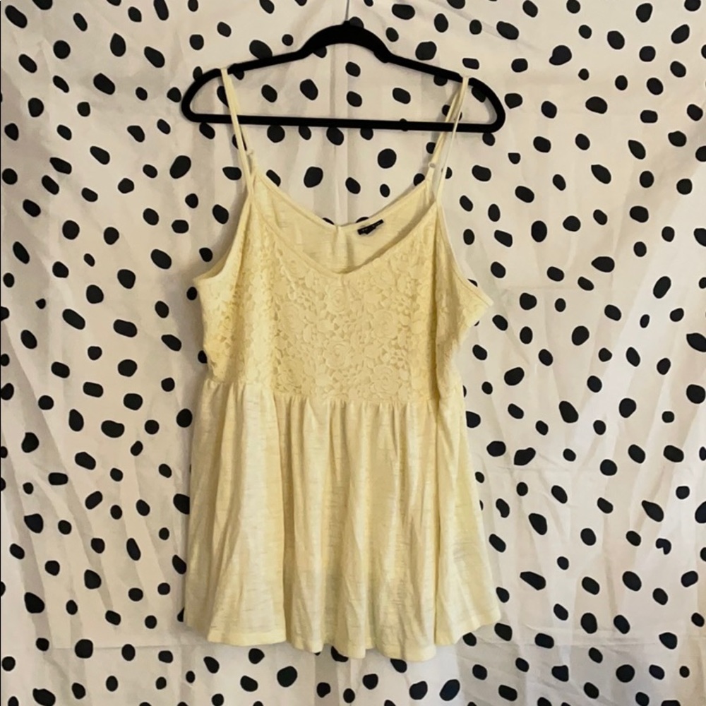 Light Yellow slub Jersey & Babydoll Lace Cami